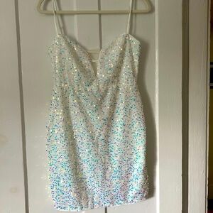 SHEIN White Sequin Mini Dress